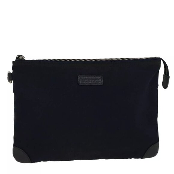 Burberry Handbags - BURBERRY Black label Clutch Bag Nylon Leather Navy